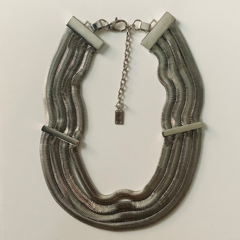 Kenneth Cole Silver Flat Snake Chain Statement Necklace